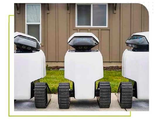 Delivery Robots, Competing with Pedestrians for the Sidewalk. 